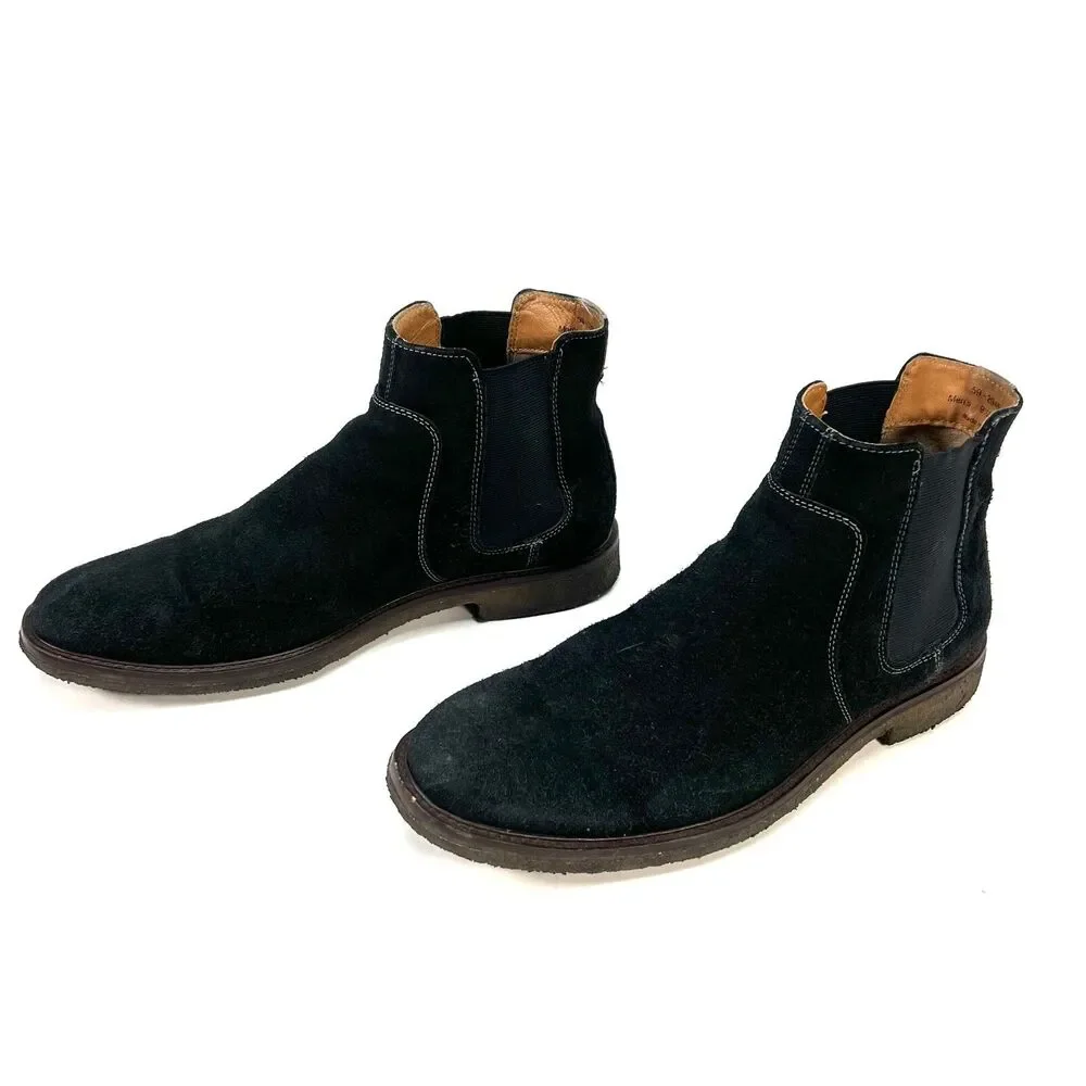 Johnston & Murphy Men's Chelsea Style Boot Size 9.5 Black Suede, MSRP $198